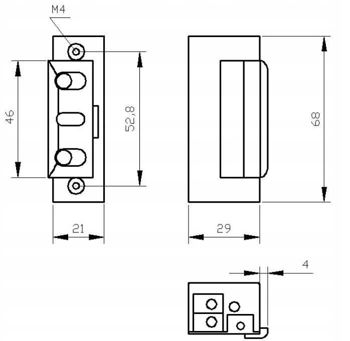 Elektrozaczep rygiel symetryczny wąski 16,5mm R5-12.10