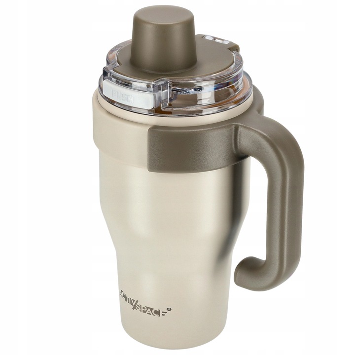 KUBEK TERMICZNY ZE SŁOMKĄ TERMOS Z UCHWYTEM NA KAWĘ HERBATĘ SZCZELNY 800ML