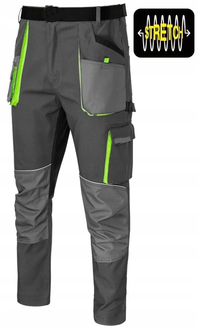 SPODNIE ROBOCZE MĘSKIE BOJÓWKI ELASTYCZNE WZMACNIANE STRETCH DO PASA BHP