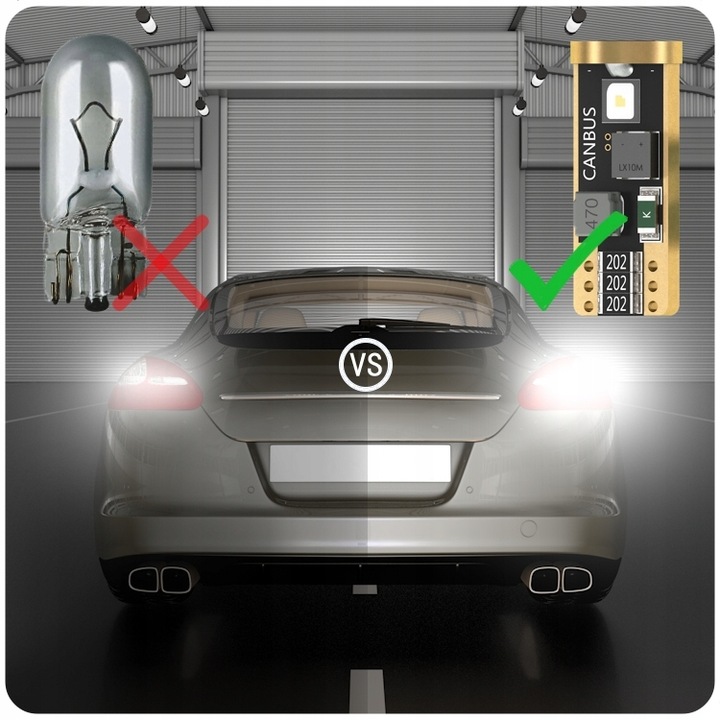 2x Żarówka LED W5W T10 S5 6000K biel MOCNE DIODY CSP SERIA PRO WHITE CANBUS