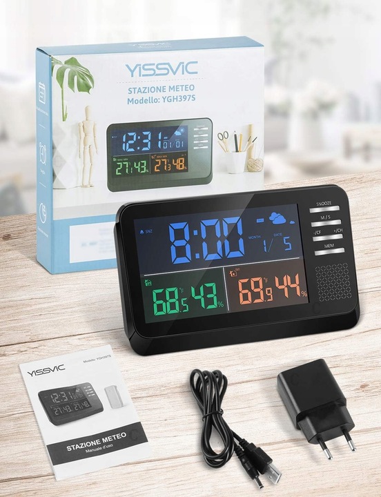 Bezprzewodowa Stacja Pogodowa Zegar Termometr Data