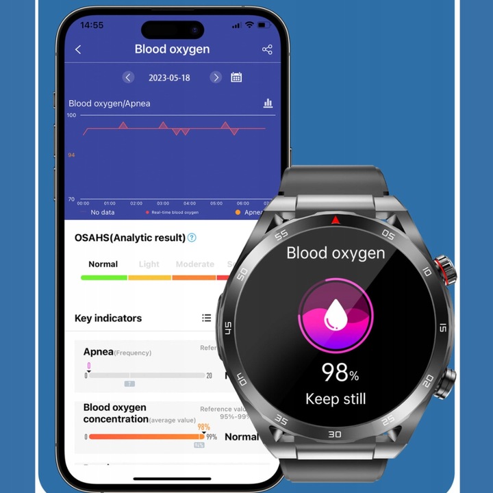 SMARTWATCH ZEGAREK MĘSKI GLUKOZA POMIAR CUKRU EKG CIŚNIENIE MENU POLSKIE