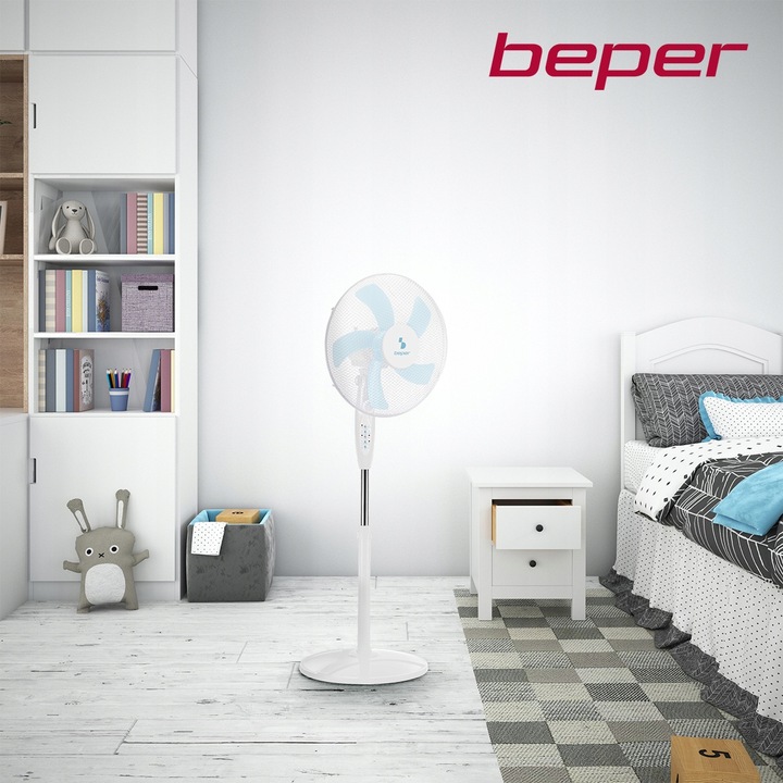 WENTYLATOR PODŁOGOWY BEPER WIATRAK STOJĄCY 5 ŁOPATEK 130cm 40W PILOT TIMER