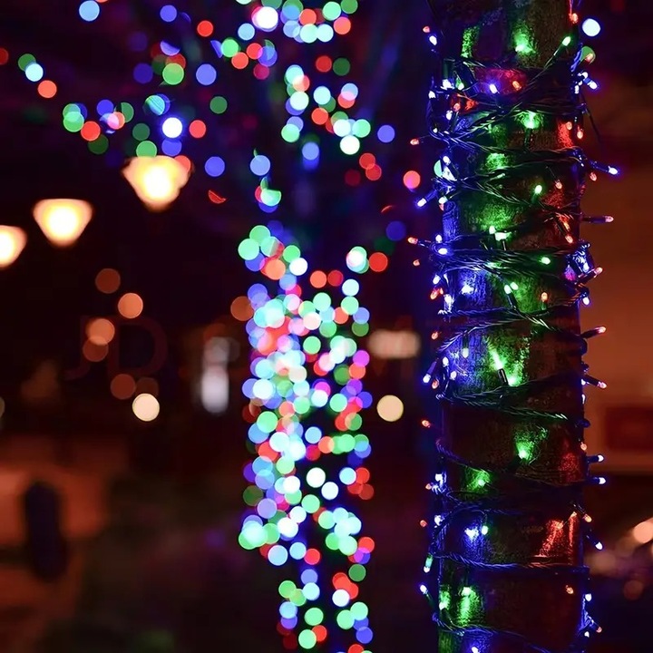 Lampki choinkowe LED 1000 Multi Kolor FLASH 70m IP44, zielony kabel