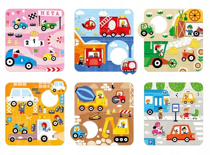 CZUCZU Puzzle Układanki z Dziurką POJAZDY 6 Układanek 36 Elementów 2+