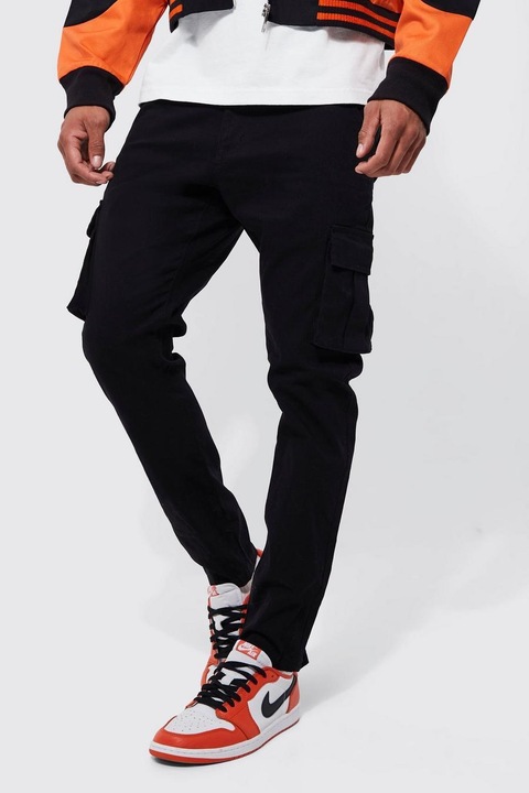 1F1A14 A02 BOOHOOMAN CZARNE RURKI CARGO SKINNY 32