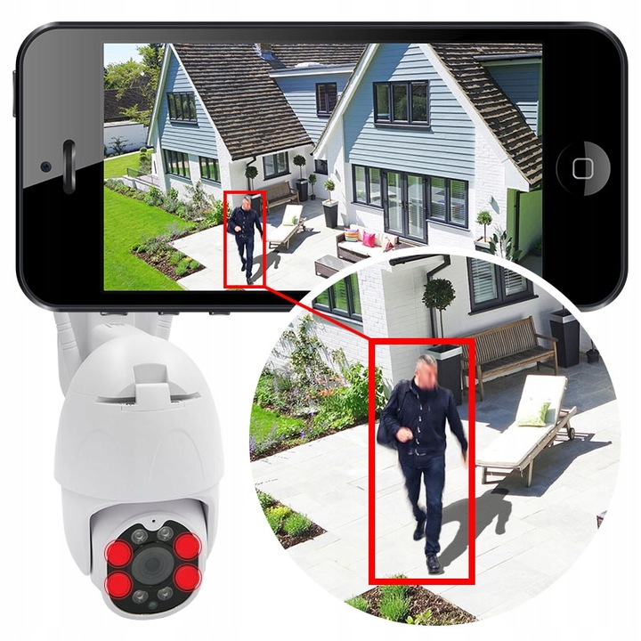 KAMERA WIFI IP SMART ZEWNĘTRZNA OBROTOWA FULL HD 2MP 1080p ZOOM 4x DETEKCJA