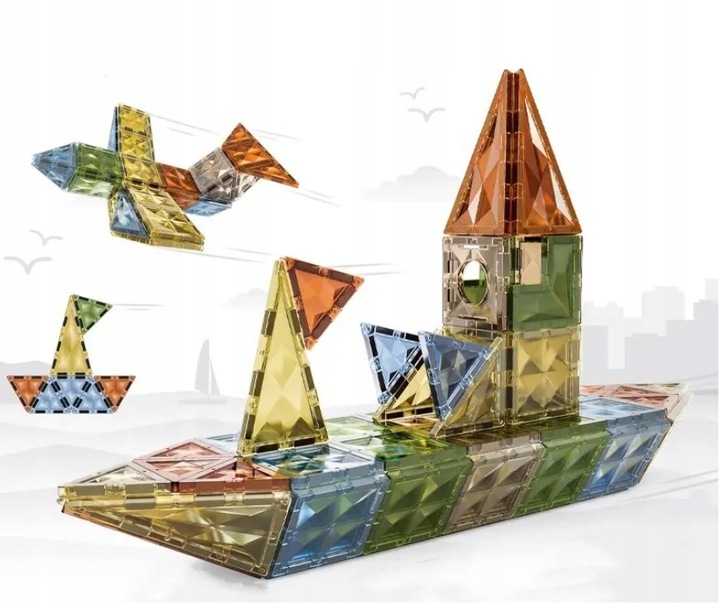 Klocki magnetyczne konstrukcyjne MEGA ZESTAW 100 el. DUŻE Magnetic Blocks