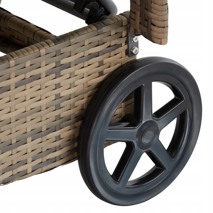 Leżak ogrodowy na kółkach, technorattan