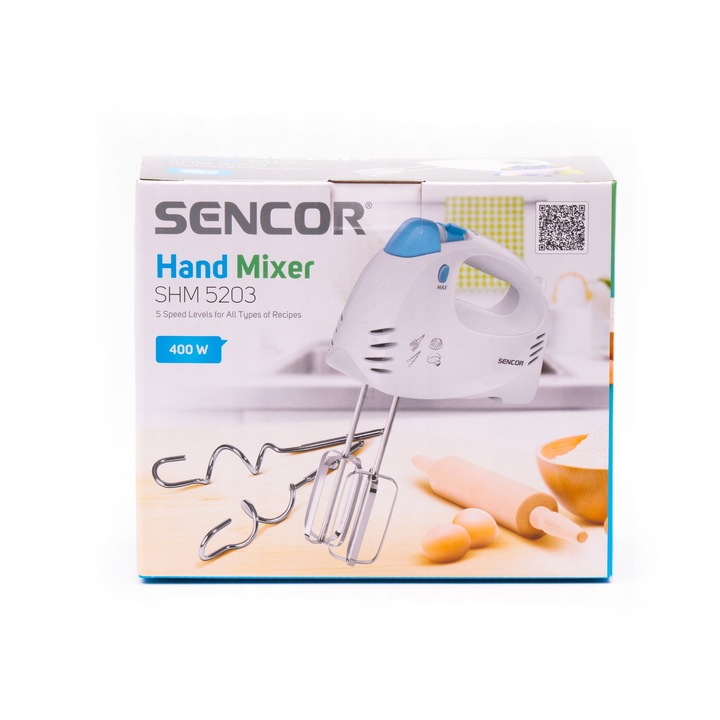Lekki mikser ręczny blender CICHY 400W TURBO 5 pręd Sencor SHM 5203-EUE3