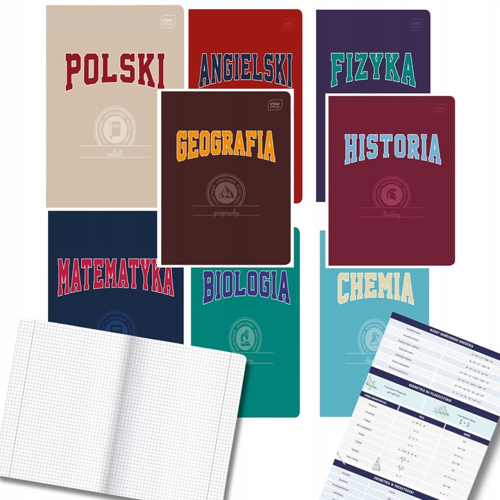 KOMPLET 8 ZESZYTÓW ZE ŚCIĄGĄ A5/60K ŚCIĄGA KOLOROWA 60 KARTEK