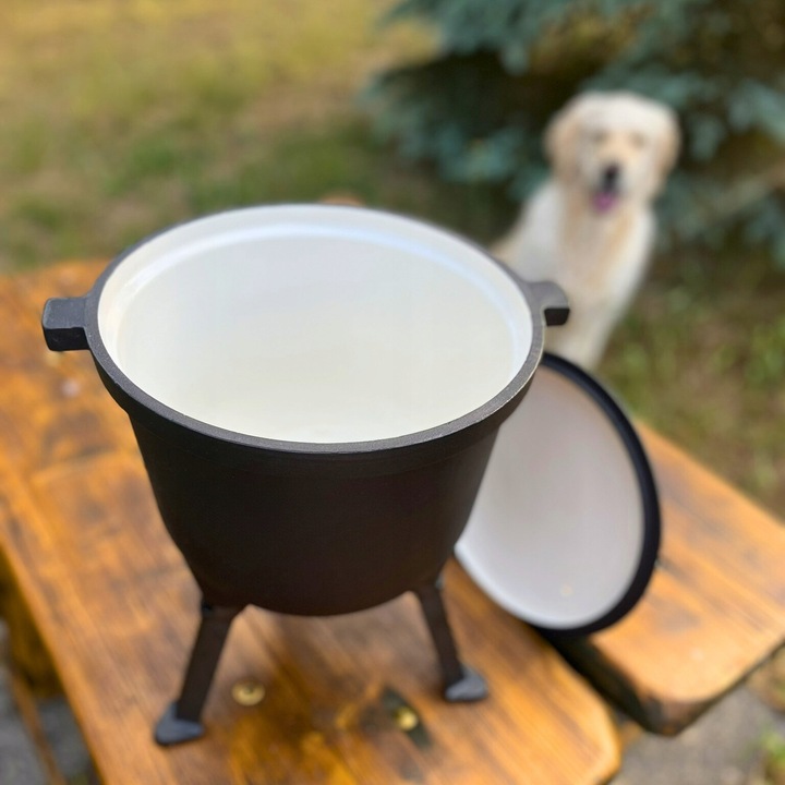 KOCIOŁEK ŻELIWNY EMALIOWANY GARNEK myśliwski węgierski 10L OGNISKO GRILL