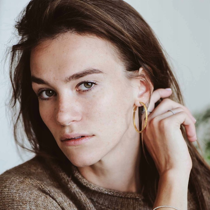 Złote Kolczyki Koła 585 36mm 14k Grecki Wzorem Kolczyki Damskie Prezent