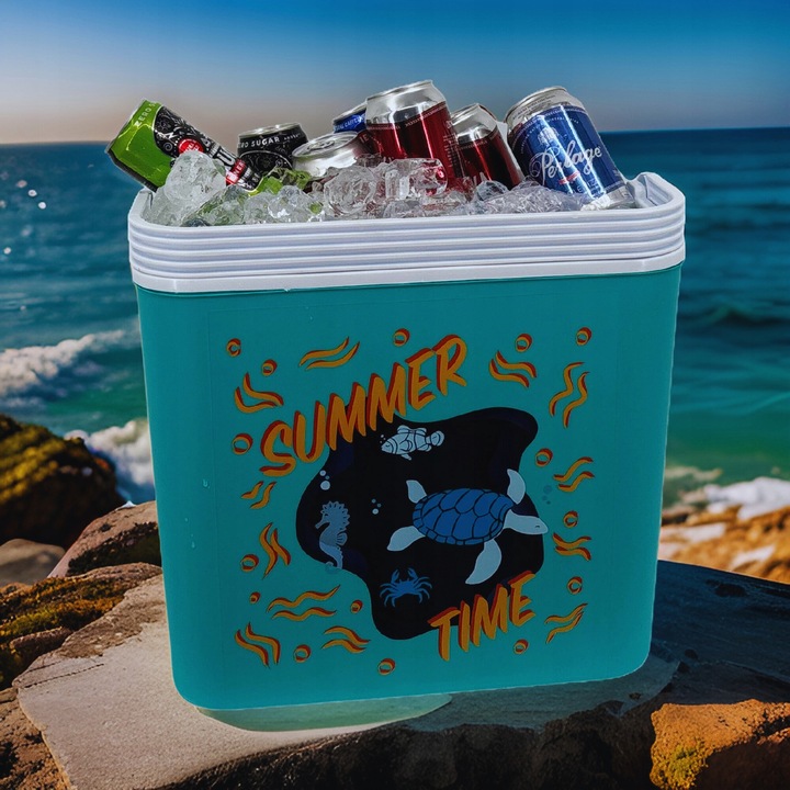 Przenośna LODÓWKA TURYSTYCZNA 24L na Wkłady Mrożące, SOLIDNY uchwyt