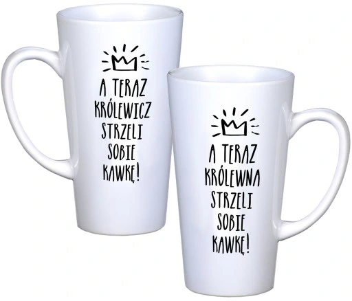 KOMPLET KUBKÓW LATTE DLA PAR PREZENT DUŻE 450ml PREZENT Z NADRUKIEM