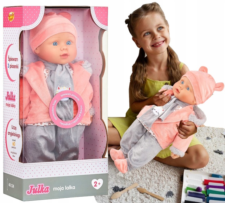 Smily Play Lalka Julka Interaktywna Bobas 40cm Mówi PL/ENG