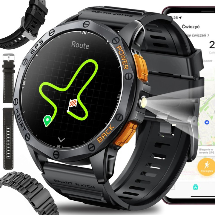 SMARTWATCH MĘSKI GPS MENU POLSKIE WODOODPORNY SPORT ROZMOWY SMART WATCH PL
