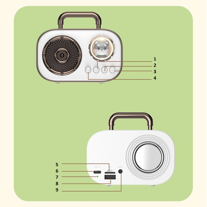 Bezprzewodowy Zestaw do Karaoke dla Dzieci Głośnik Bluetooth + 2 Mikrofony