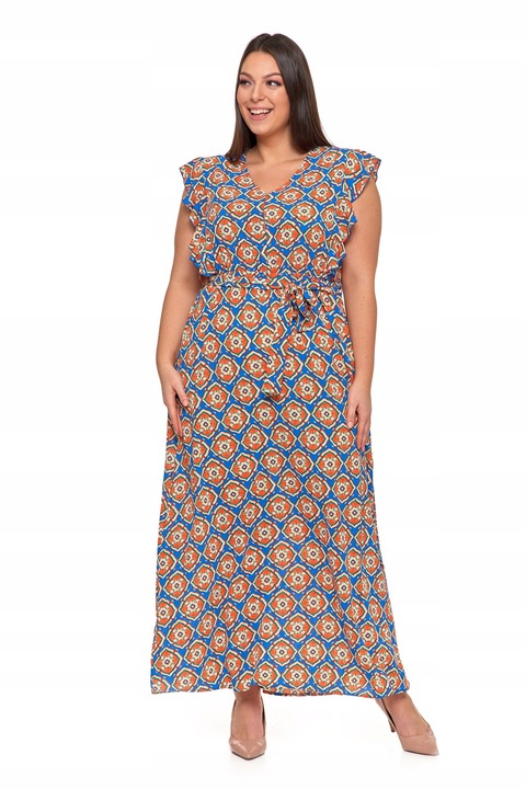 KOBIECA DŁUGA SUKIENKA DAMSKA MAXI LETNIA W ORIENTALNY WZÓR MORAJ R.M
