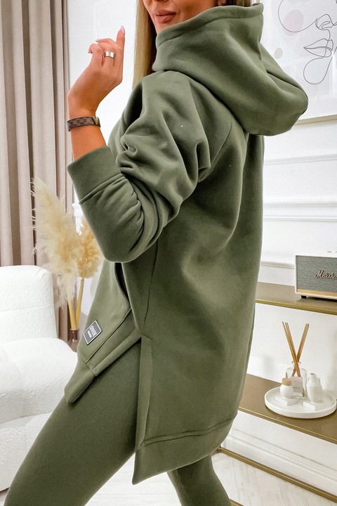Bluza z kapturem oversize STAY HERE khaki