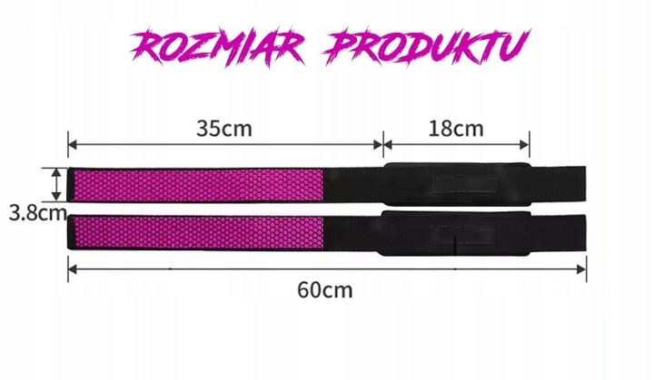 Paski treningowe uchwyty do Martwego Ciągu MKAS 2x sztuki różowe