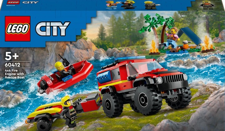 LEGO City Samochód Terenowy SUV Auto Wóz strażacki z łodzią ratunkową 60412
