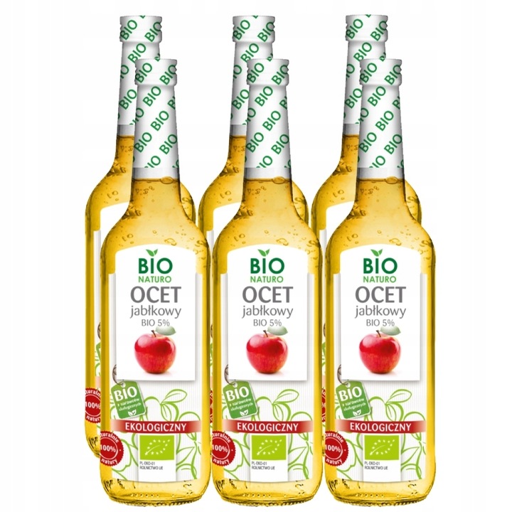 6x700ml Ocet Jabłkowy ŻYWY Niefiltrowany Z matką OCTU Ekologiczny/BIONaturo