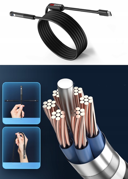 Kamera INSPEKCYJNA DUO ENDOSKOP DWIE KAMERY 2M 7LED 2xFHD WIFI do iPHONE