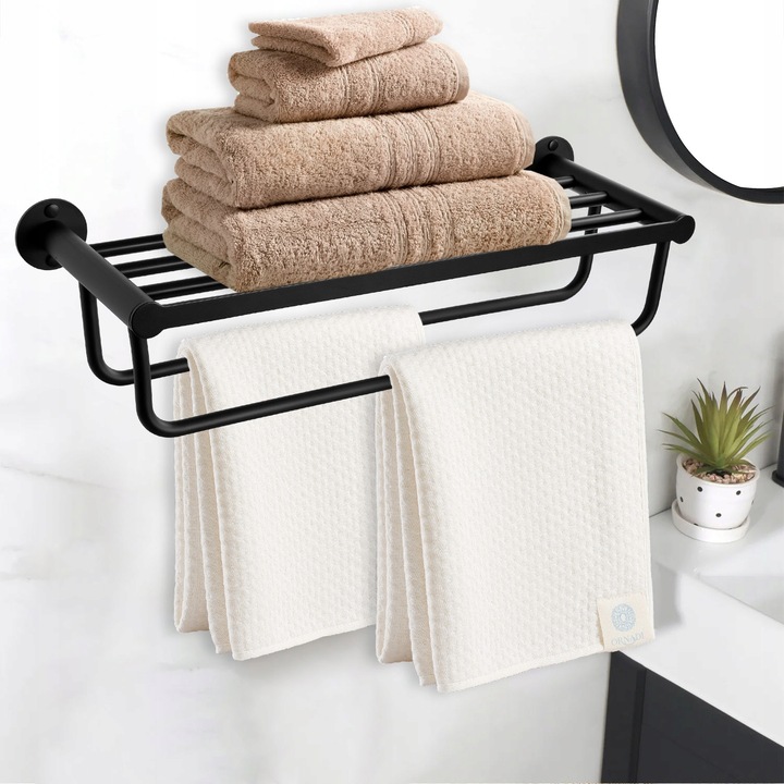 WIESZAK ŚCIENNY NA RĘCZNIKI ŁAZIENKOWY PÓŁKA DRABINKA DO ŁAZIENKI CZARNY