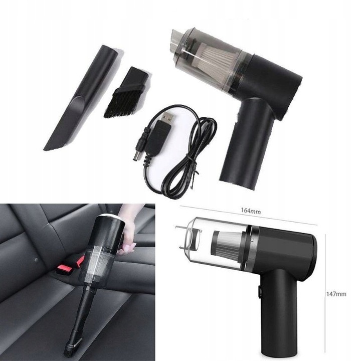 ODKURZACZ SAMOCHODOWY RĘCZNY Na Mokro I Sucho 120W -DUŻA MOC !