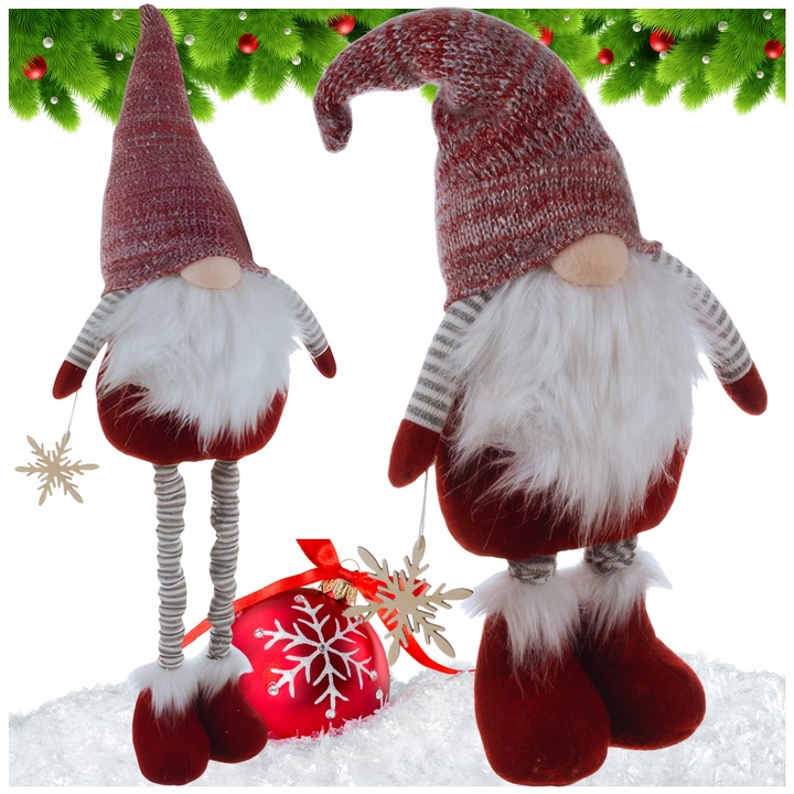Skrzat Krasnal Gnom Świąteczny Teleskopoowe Nogi Duży Wysoki XXL Regulowany
