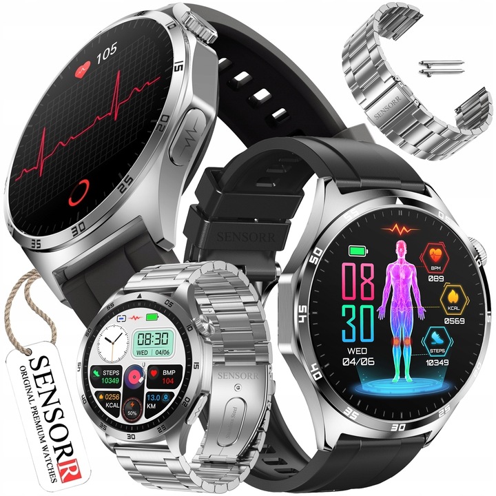 ZEGAREK MĘSKI SMARTWATCH ROZMOWY EKG POMIAR CUKRU CIŚNIENIE TEMPERATURA PL