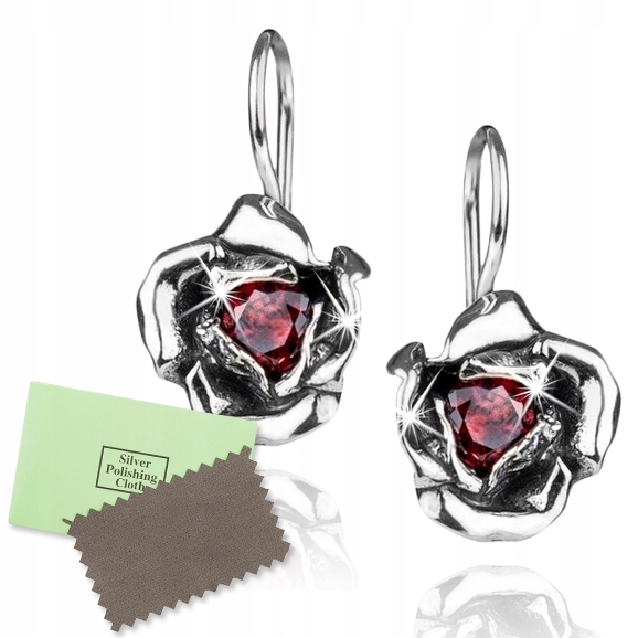 PIĘKNE KOLCZYKI SREBRNE WISZĄCE SREBRO PRÓBA 925 RÓŻE RODOWANE NA ŚWIĘTA