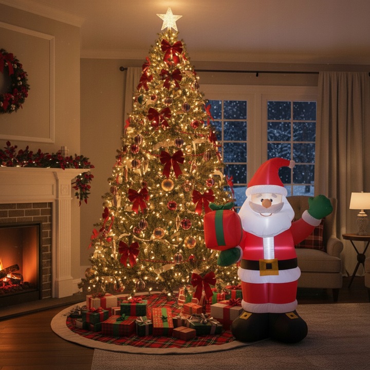 MIKOŁAJ DMUCHANY LED PODŚWIETLANY ŚWIECĄCY XXL 135 CM DEKORACJA ŚWIĄTECZNA