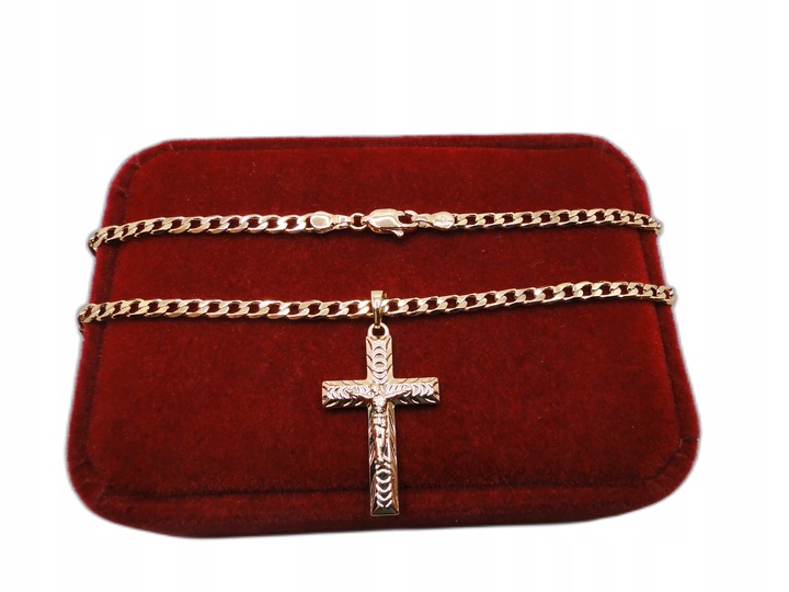 Złoty łańcuszek stal chirurgiczna z krzyżykiem