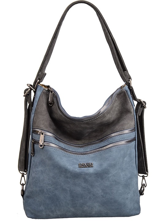 COVERI TOREBKA damska WOREK PLECAK A4 kieszonki 2 W 1 niebieski SZARY