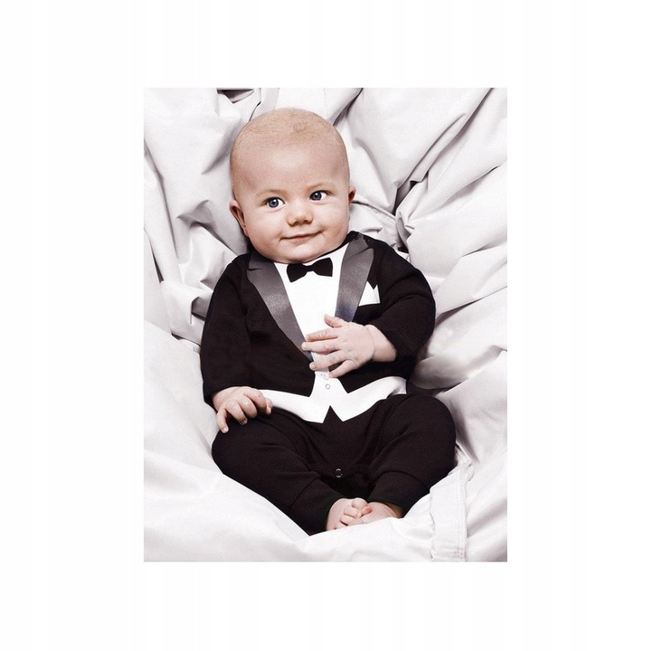 ZESTAW ELEGANT PAJACYK FRAK I CZAPKA 0-3 J185