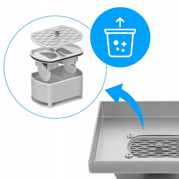 ODPŁYW LINIOWY KWADRATOWY 15x15 CM INOX OBROTOWY NISKI SYFON 360 DL07 FIX