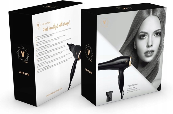 SUSZARKA DO WŁOSÓW HD3000 JONIZACJA DUŻA LEKKA 2000W 3 TEMP Koncentrator