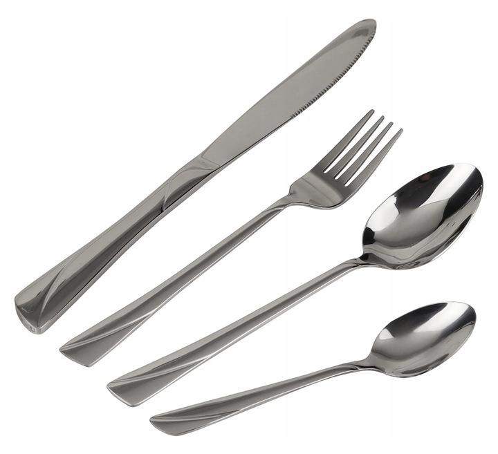 SZTUĆCE ZESTAW NA 12 OSÓB KOMPLET 72 elementy SREBRNE SZTUĆCÓW STALOWYCH