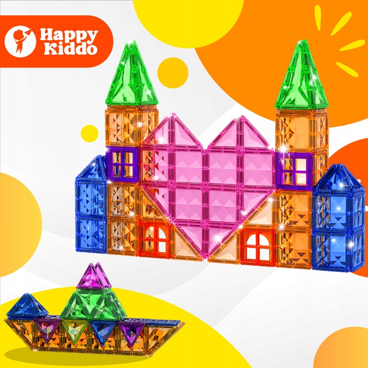 Klocki magnetyczne konstrukcyjne budowlane edukacyjne duży zamek 112 elemen