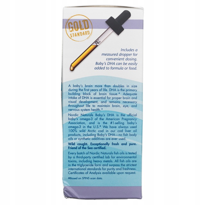 Nordic Naturals Babys DHA Omega 3 Tran Dla Dzieci Wygodny Zakraplacz 60ml