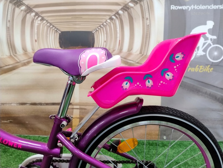 Rower dziecięcy dla dziewczynki FLOWER koło 20 " + wstążki, koszyk, dzwonek