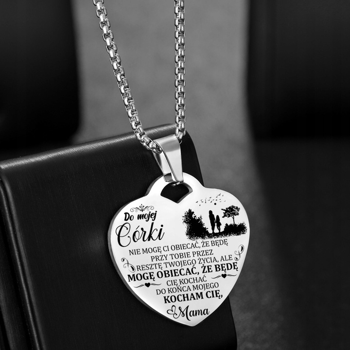Srebrny Łańcuszek Zawieszka SERCE NASZYJNIK DLA CÓRKI OD MAMY Grawer BOX