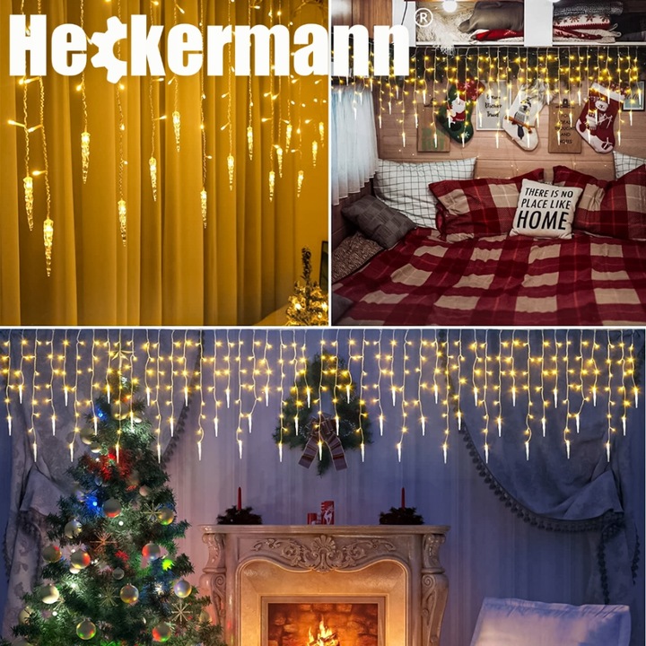 LAMPKI ZEWNĘTRZNE I WEWNĘTRZNE ŚWIĄTECZNE SOPLE 216 LED Z EFEKTEM ŚWIATEŁKA