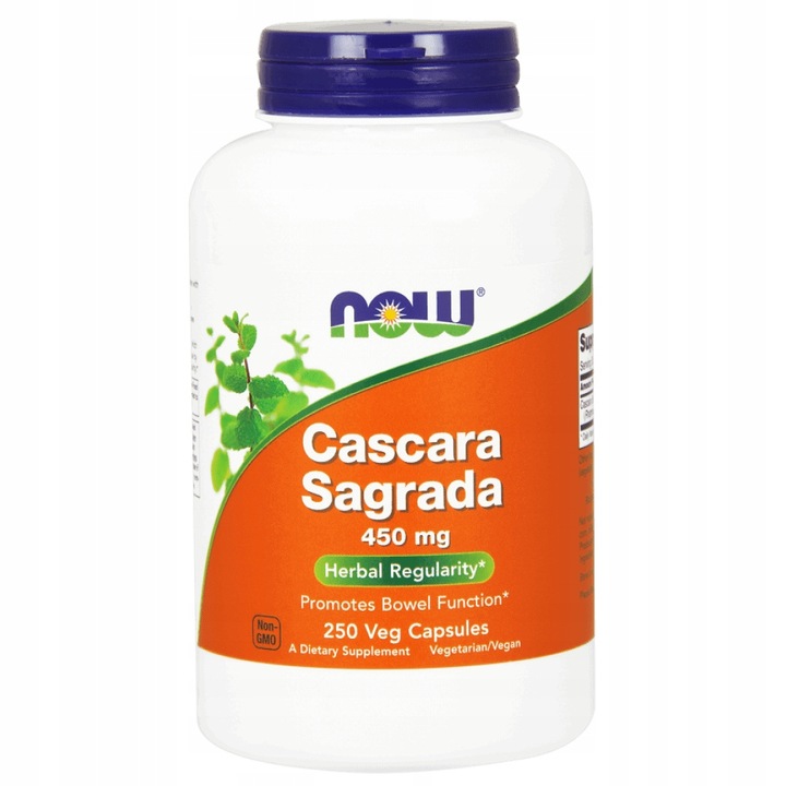 NOW Foods Cascara Sagrada Szakłak Jelita Zaparcia Wątroba 450mg 250 vcaps