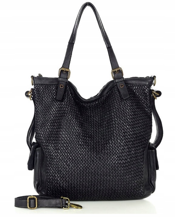 Skórzana torebka shopper z regulowanymi rączkami