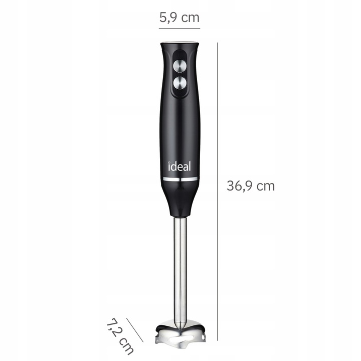 Blender ręczny Stalowe ostrza 800W Tryb PULSACYJNY Ideal IK1001 czarny