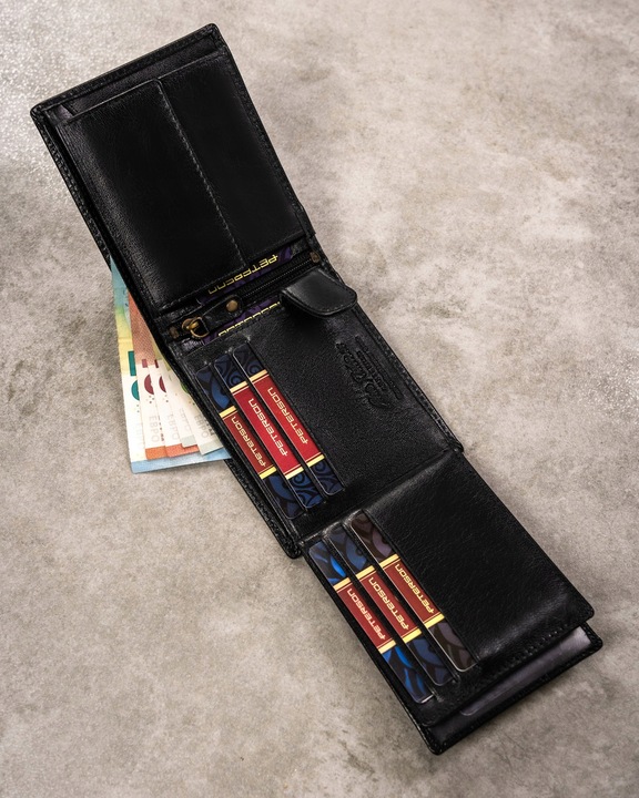 Portfel skórzany męski PETERSON pojemny RFID + brelok pudełko prezent