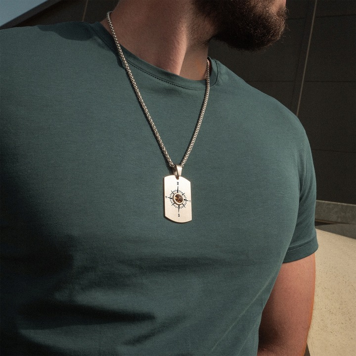 Nieśmiertelnik Tytanowy Naszyjnik Męski z GRAWEREM + ŁAŃCUSZEK i OPAKOWANIE